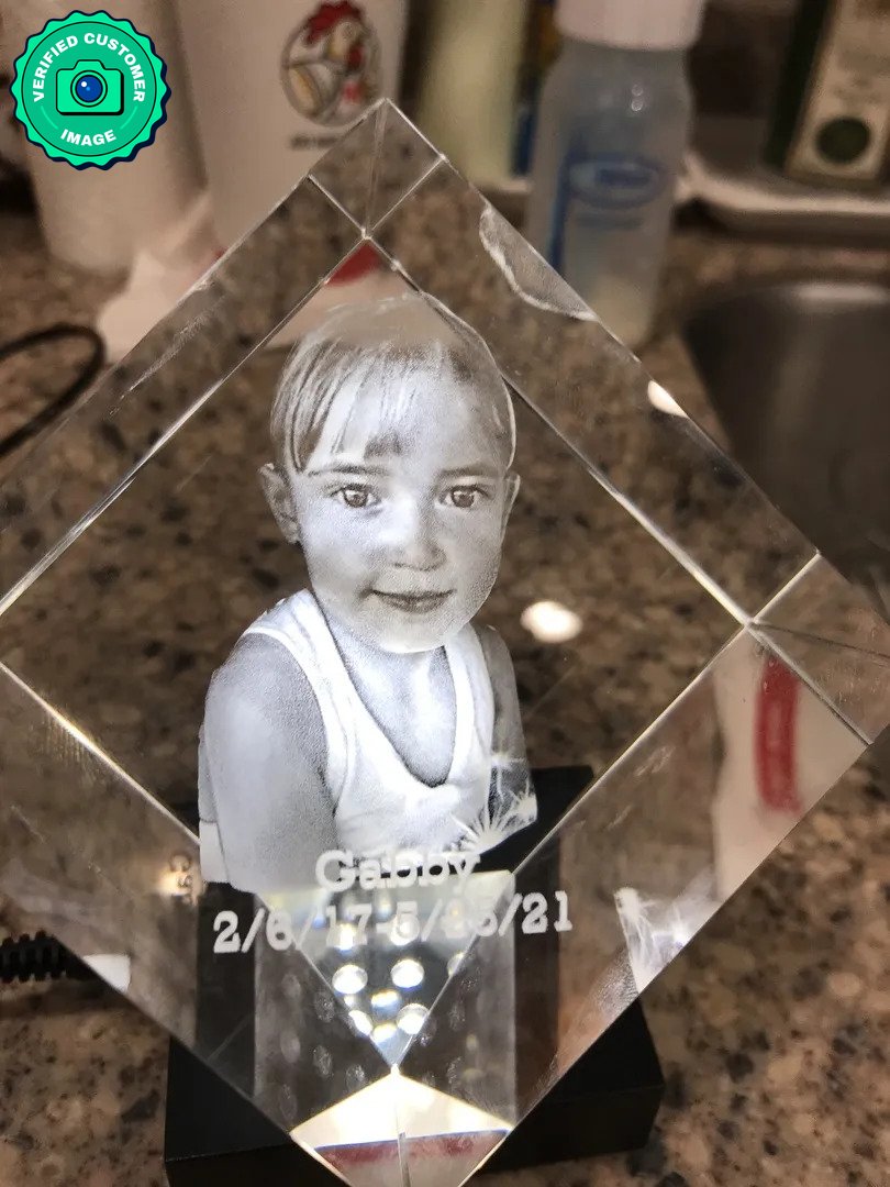 Customized Diamond 3D Crystal - Personalized Laser-Engraved Image Keepsake by Discount Crystals