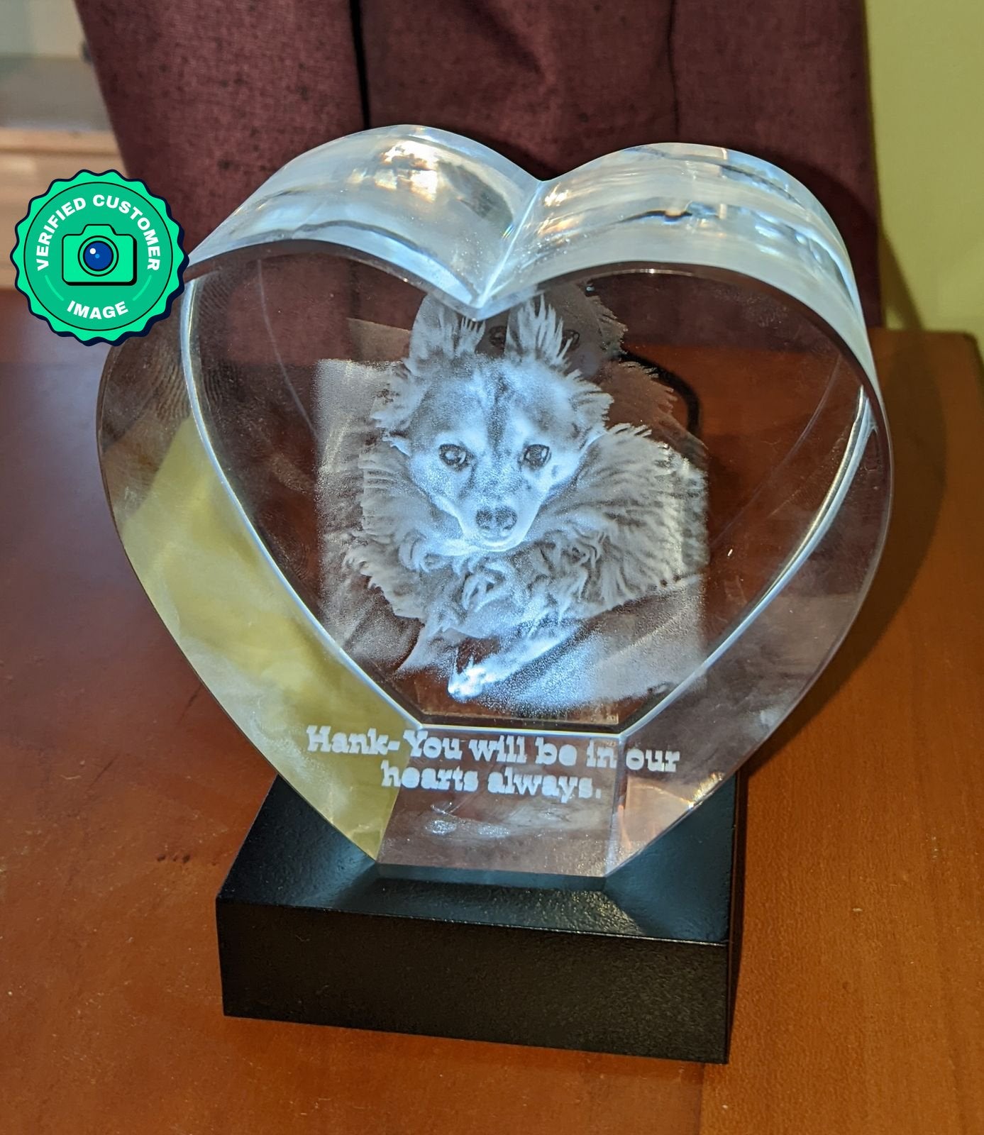 Customized Heart 3D Crystal - Personalized Laser-Engraved Image Keepsake by Discount Crystals