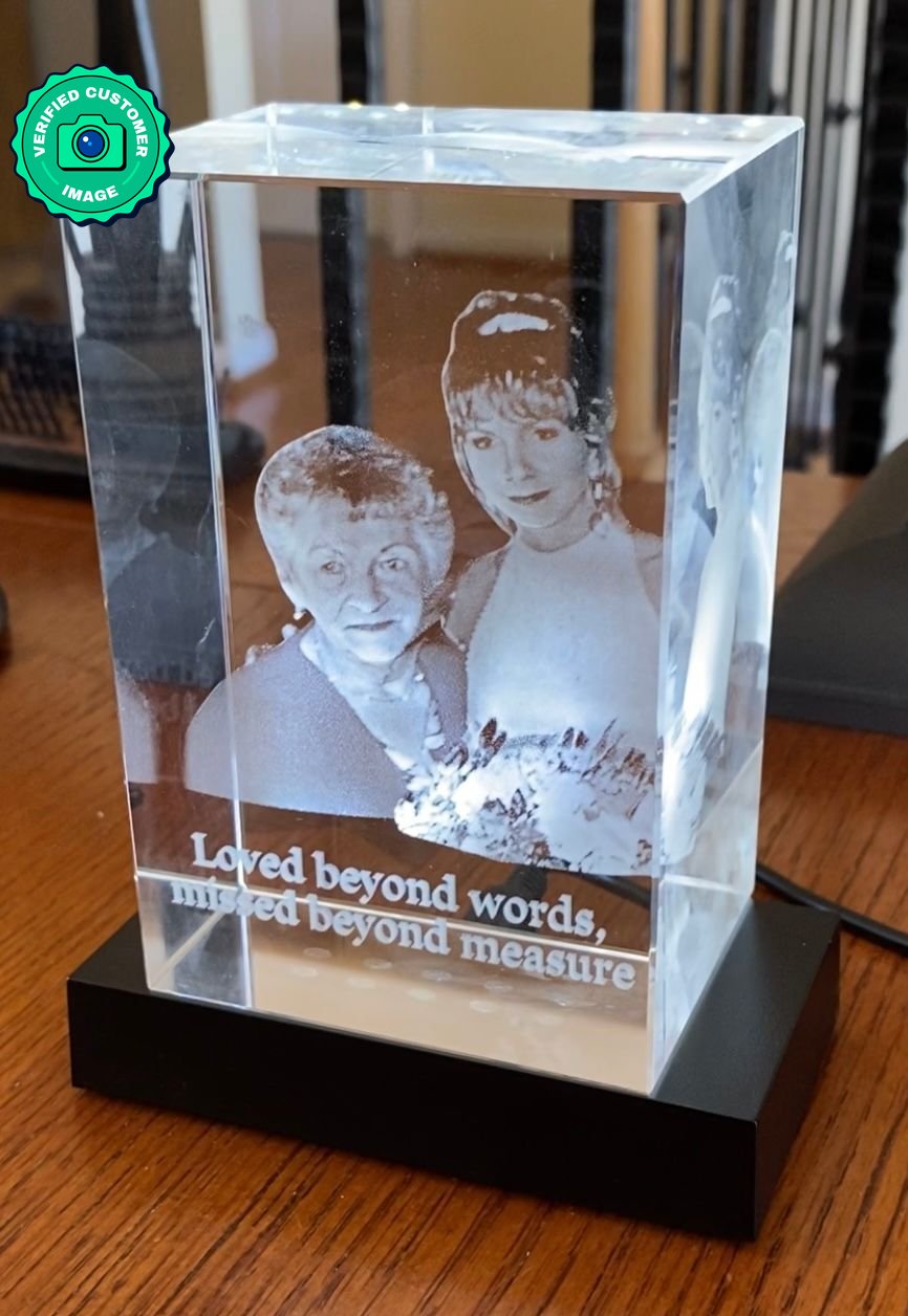 Customized Portrait 3D Crystal - Personalized Laser-Engraved Image Keepsake by Discount Crystals